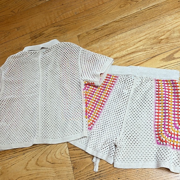 NWT House of Harlow 1960 2Piece Set Crochet Button Top & Shorts Size M boho - Picture 4 of 7